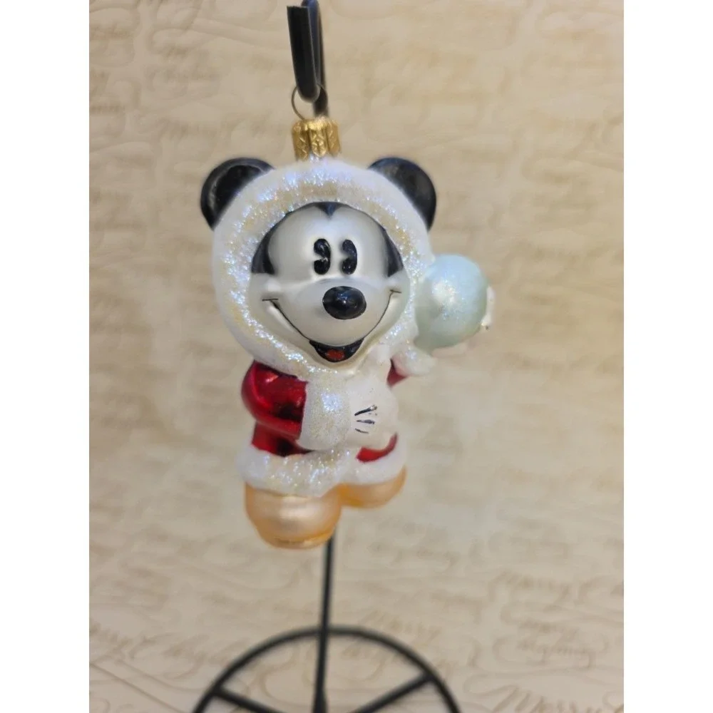 2000 Christopher Radko Disney Jewel Mickey Snowball Glass Ornament 00-DIS-33